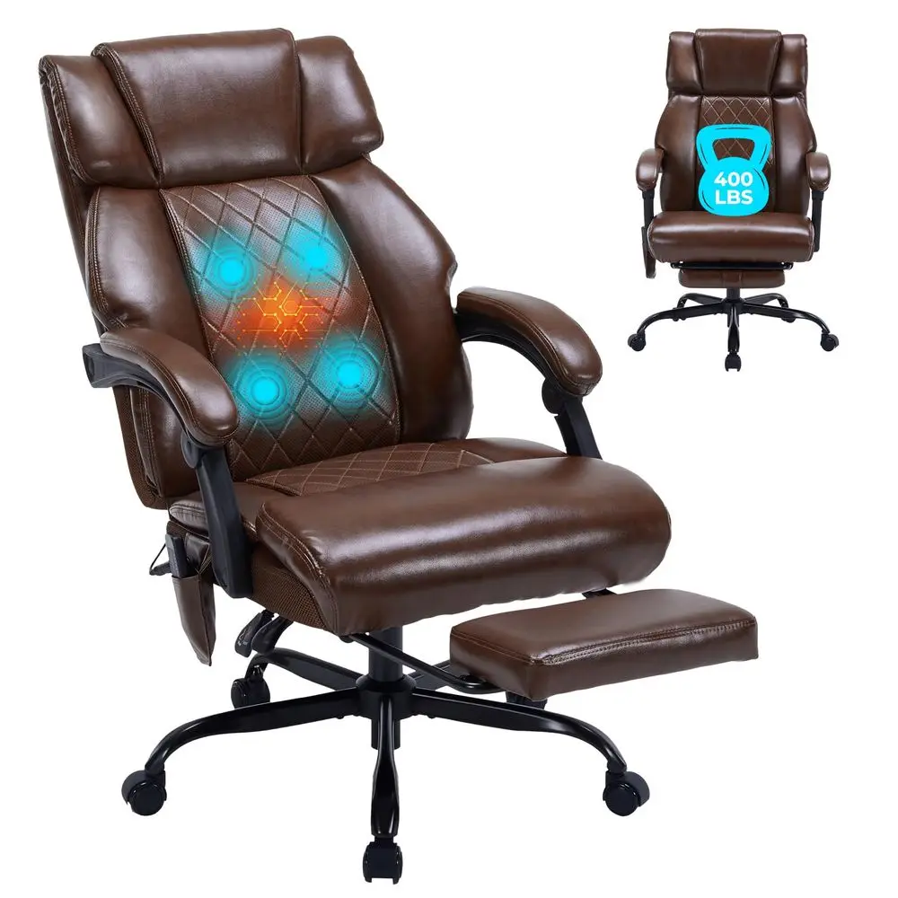 

Office Chair with Foot Rest and Heating, Executive Ergonomic Reclining Leather Office Chair, Big and Tall Desk Chair with Vibra