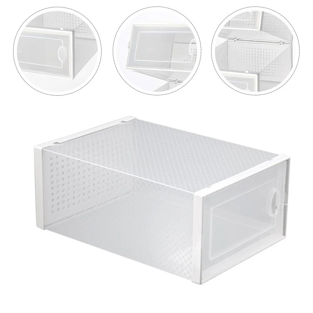 

1pcs Overlapping Shoes Box Clamshell Storage Case Transparent Pp Abs Material Stackable Household Shoes Organizer For Sneakers