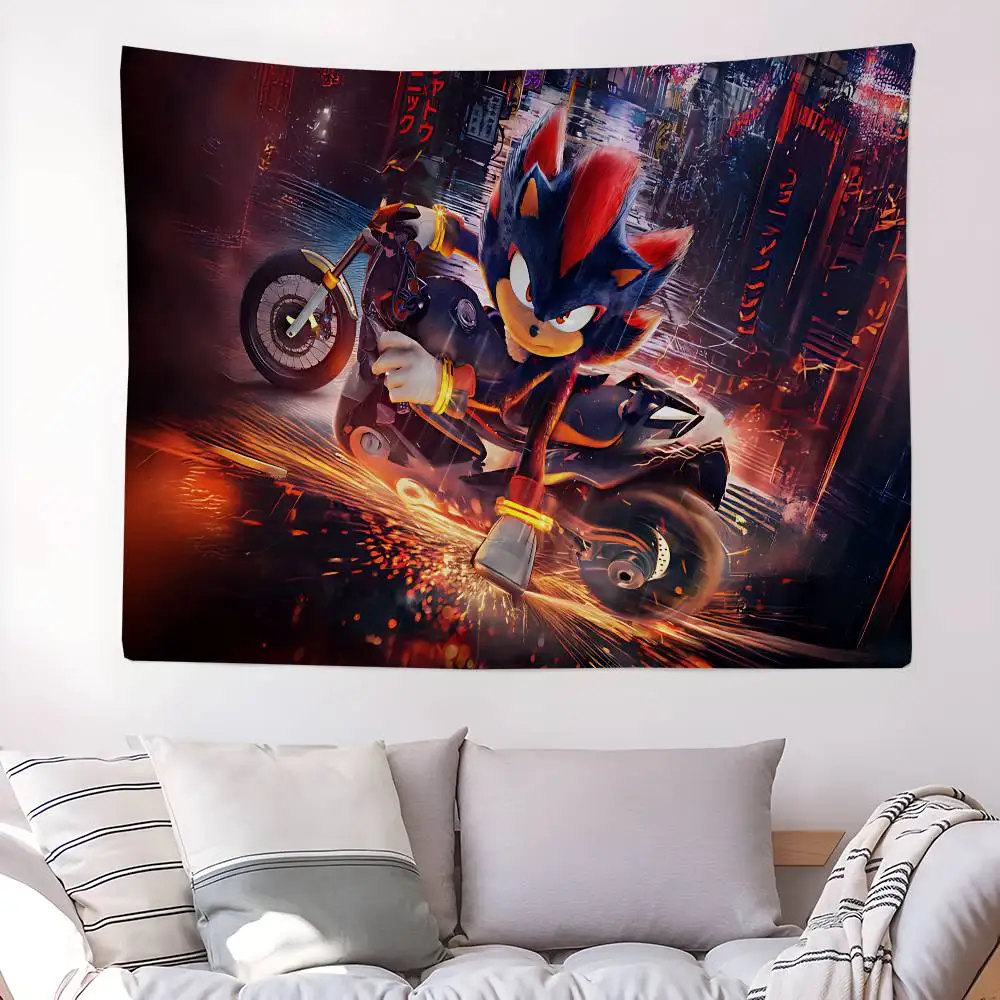 Anime S-Sonic-c Tapestry Art Printing Japanese Wall Tapestry Anime Wall Hanging Home Decor