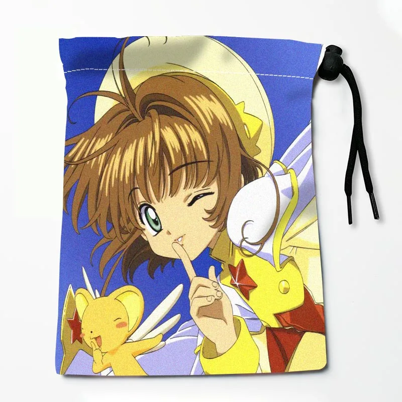 Cardcaptor Sakura Drawstring Bags Festive Accessories 25X32CM Peach Skin Fabric Resuable Storage Clothes Bag Tarot Bag