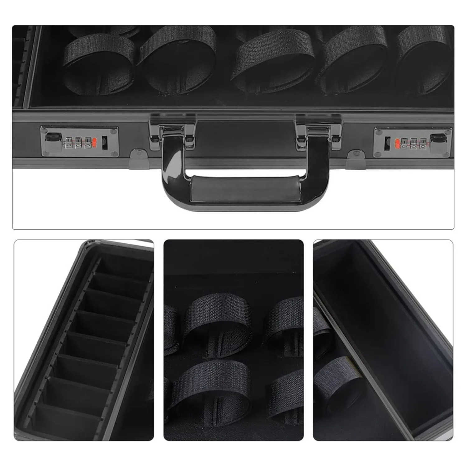 TFCFL プロフェッショナル理髪ケース、ブラック理髪美容サロンツールキット、ロック付きポータブルトラベルスタイリストツールボックス