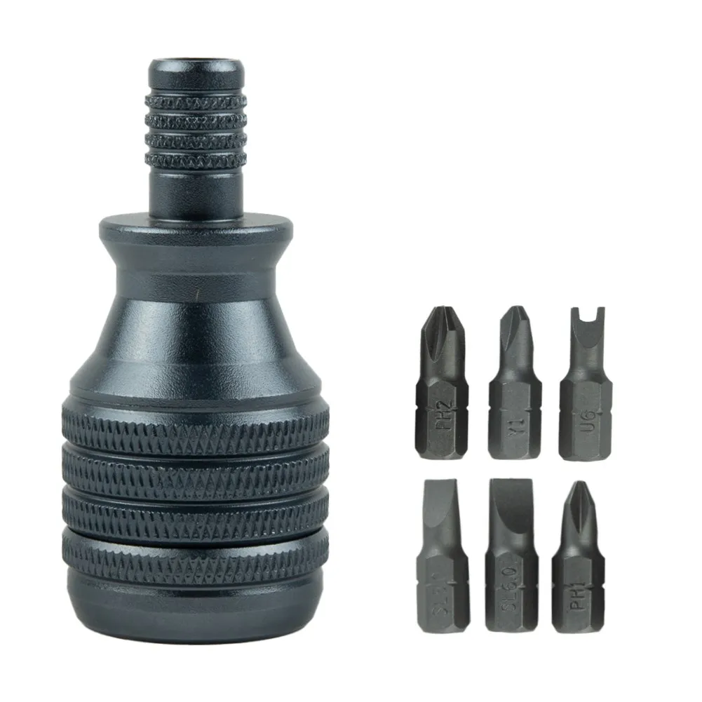 Chave de fenda magnética portátil Broca de aço de liga EDC Home Repair Tools 7 em 1 chave de fenda 1/4 em 1