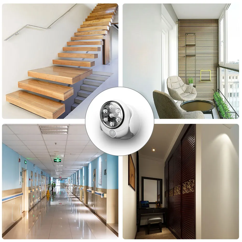 Automatic Pir Motion Sensor Nightlight 180 Degree Rotation LED Light for Hallway Stairs Garden Bedroom Corridor Lamp