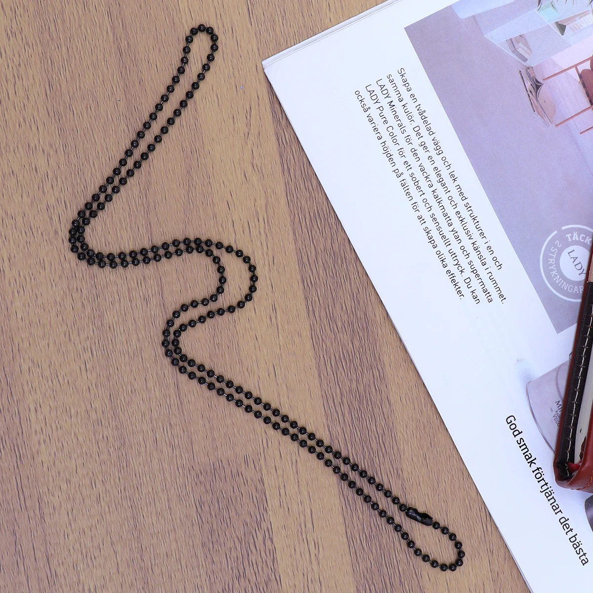 

Bead Necklace Black 2.4mm Titanium Steel Durable Lightweight Woman All-Match Beautiful Bead Decor Necklace for Travel Holiday