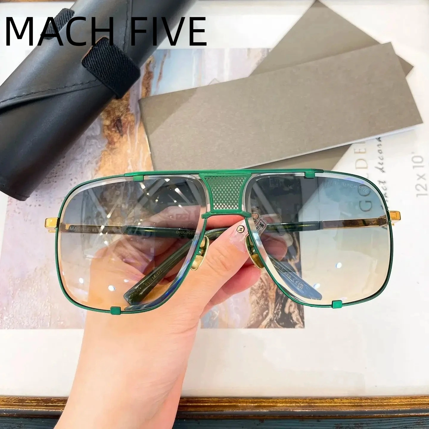 

Original DRX-2087 MACH FIVE LIMITED EDITION Alloy Frame Square Men Sunglasses Fashion Classic Casual UV400 Women Couple Eyewear