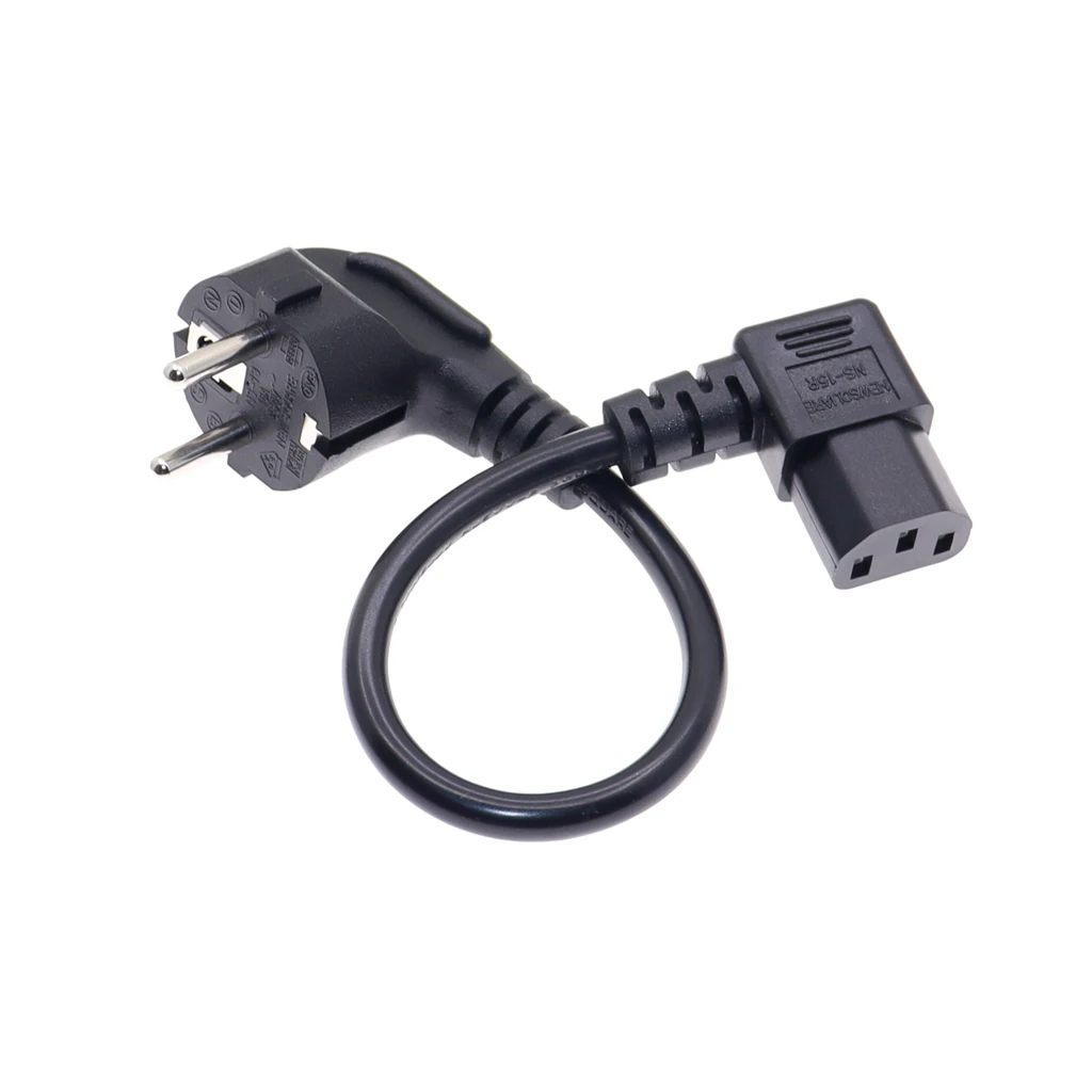 Europe EU plug Germany, France to IEC 320 C13 Right Angle Power Cord 0.3M European Kettle 2 Pin AC Round EU Plug Power Cable