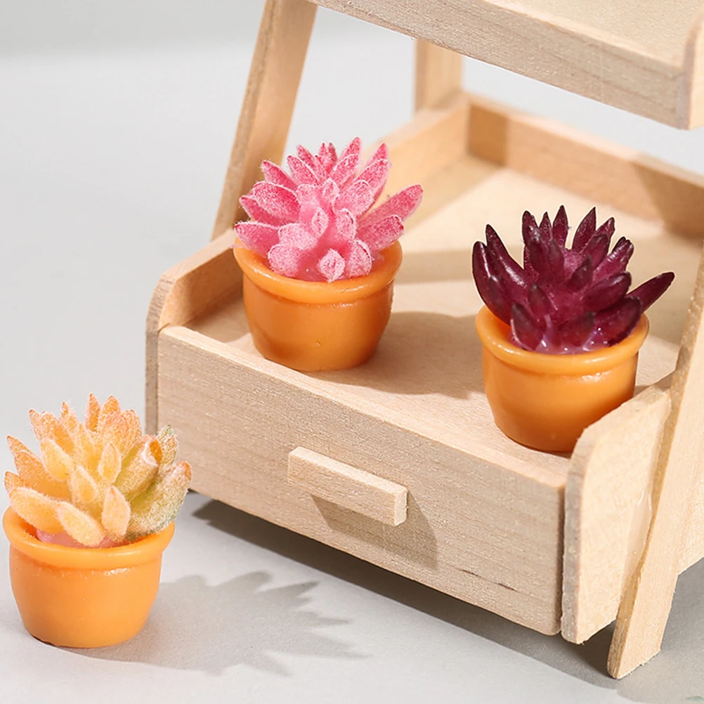 

12 Pcs Small Succulent Potted Plant Miniature Scene Decor Artificial Resin Bonsai House Plants Fake Tiny Indoor Garden nament
