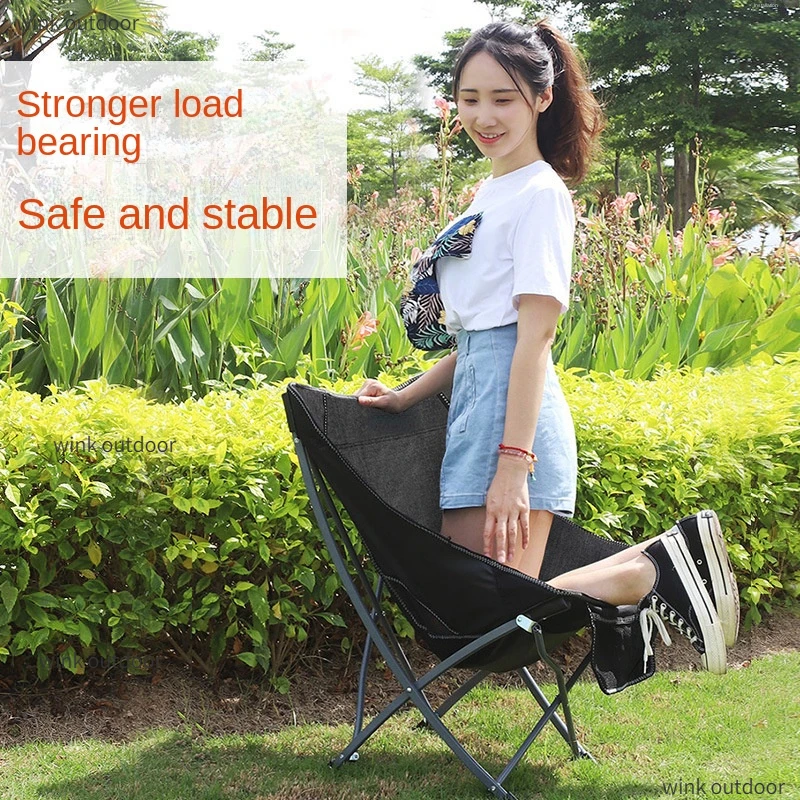 Outdoor Folding Chair, Portable Backrest, Fishing Chair, Maza Stool, Beach Recliner, Camping, Leisure Small Moon Chair