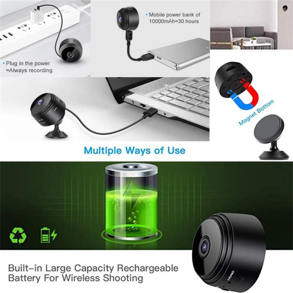 A9 WiFi Mini Camera High Definition 1080P 140° Wide Angle Motion Detection Remote Monitoring Home Security Surveillance Camera