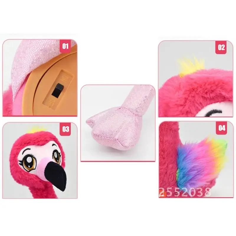 1 pc flamingo de pelúcia brinquedo interativo figuras cantando e flamingo animais dança animais vivos brinquedo interativo recheado rosa