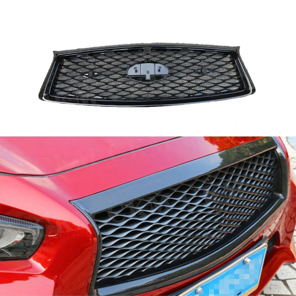 

ABS Gloss Black Car Front Grill Mesh Trim for Infiniti Q50 2018 2019 2020 2021 Grill Outline Moulding Trim Frame