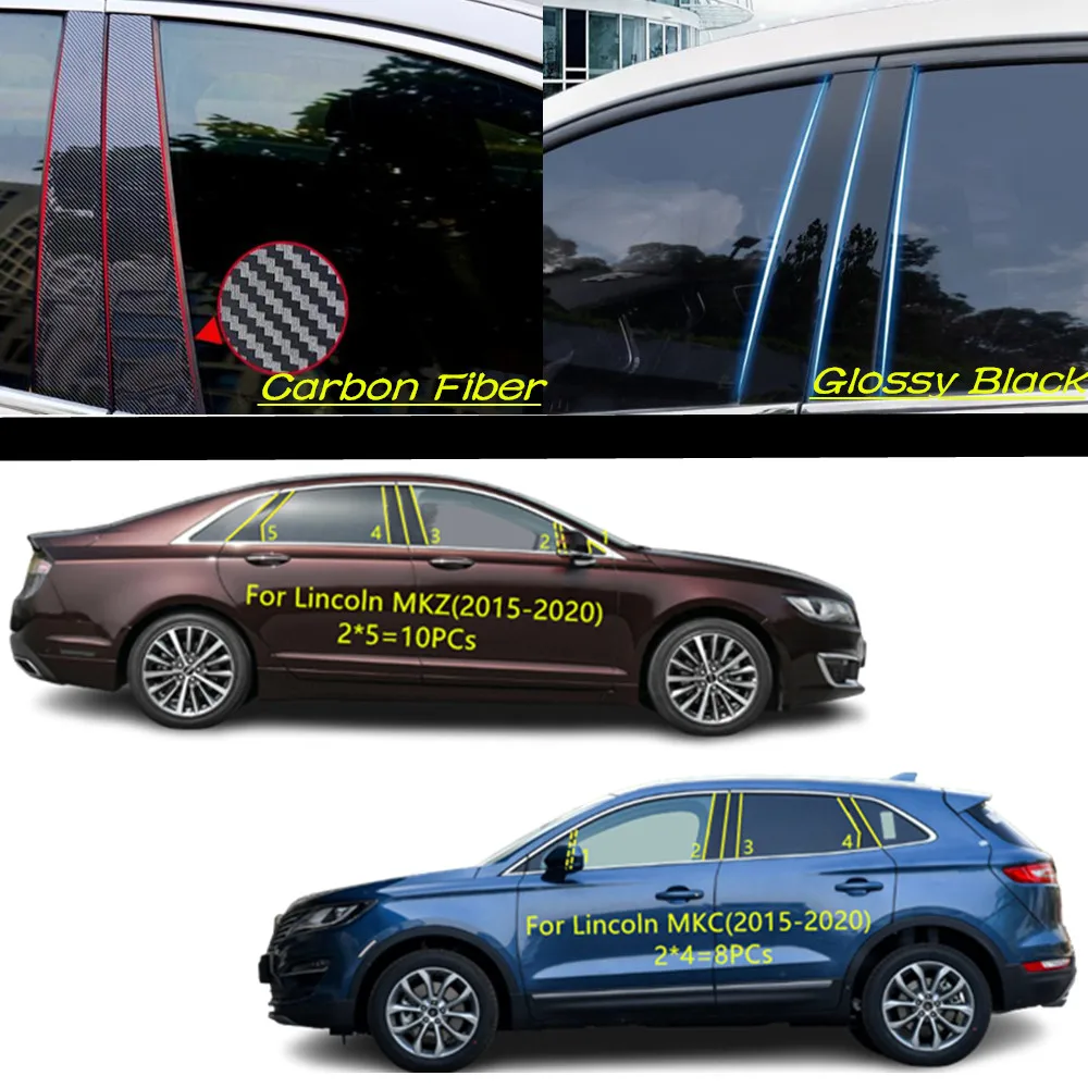 

Car PC Material Pillar Post Cover Door Trim Window Molding Sticker Plate Accessories For Lincoln MKC MKZ 2015 2016 2017-2020