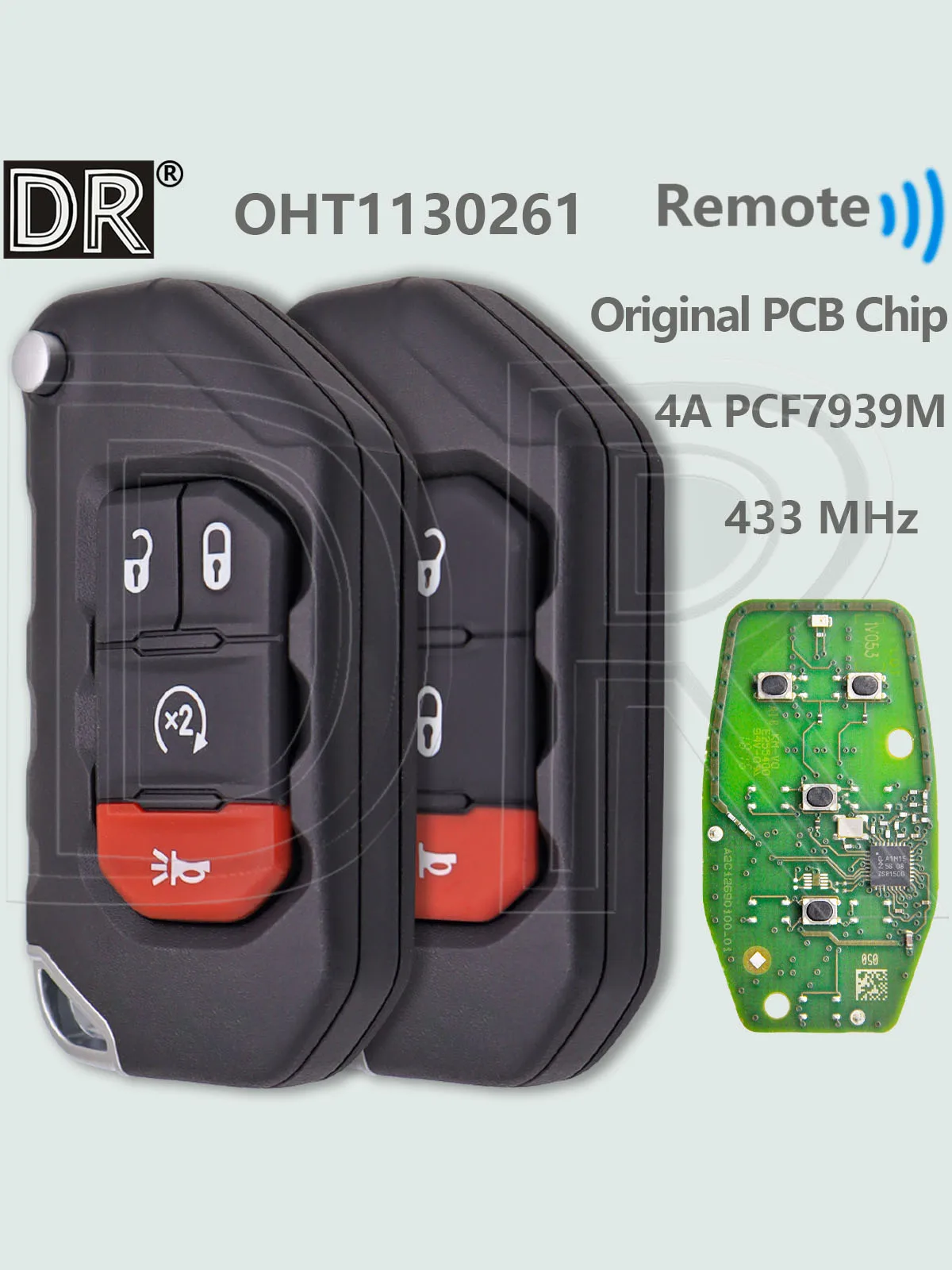 DR OHT1130261 4A Chip 433MHz 68416784 Oryginalny pilot samochodowy z obrotową obudową i układem scalonym do Jeep Wrangler Gladiator 2018 2019 2020 2023 2024 2025 — 2