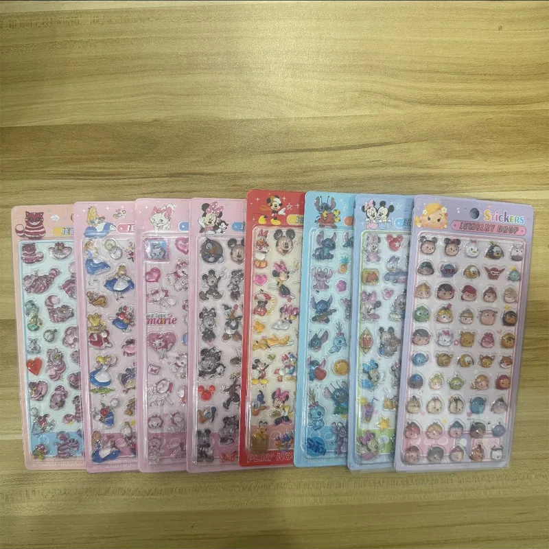 4 Uds. Pegatinas de relieve de cristal 3D de Mickey Mouse de Disney, decoración para funda de teléfono del Rey León, pegatina de premio para estudiantes, regalo