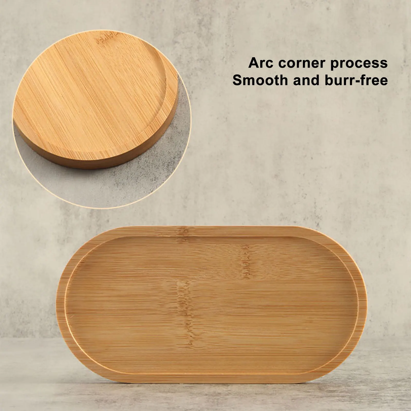 Oval Bamboo Tray For Kitchen Dish Soap Dispenser Bottle Wood Saucer Plant Tray Mini Plant Flower Pot Stand Succulent Pot Tray