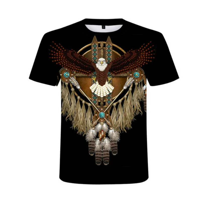 Bohemian style polyester T-shirt men\'s 3D stretch T-shirt Indian design couple streetwear fashion apparel 2022