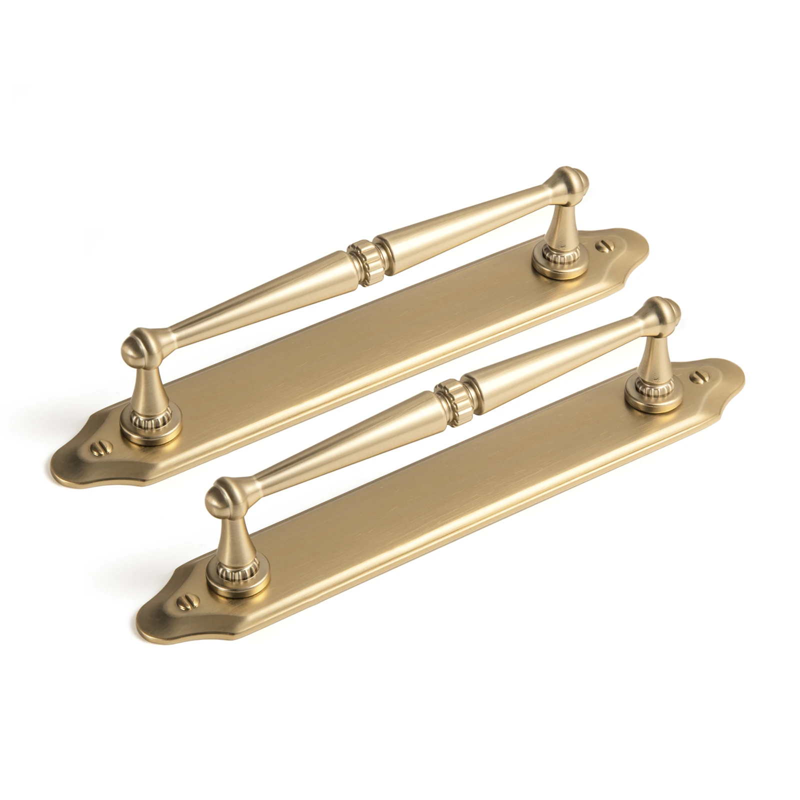 Goo-Ki 5.04' C-C Antique Brass Cabinet Pulls with Back/Base Plate Zinc Alloy Kitchen Hardware - 2 Pack Vintage Brass Bar Cabinet Pulls Drawer Handles with Spacer