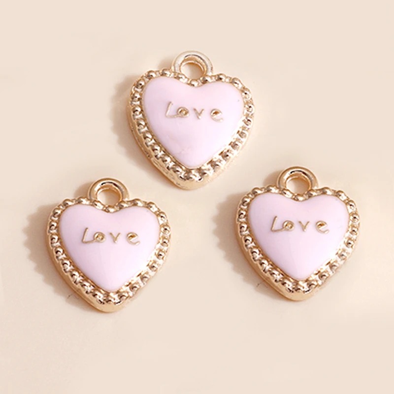 Leslie 10 Stück Romantische Emaille Kiss Me Rote Herz Charms Anhänger Für Schmuck Machen DIY Ohrringe Halskette Handgemachte Handwerk – Detail 9