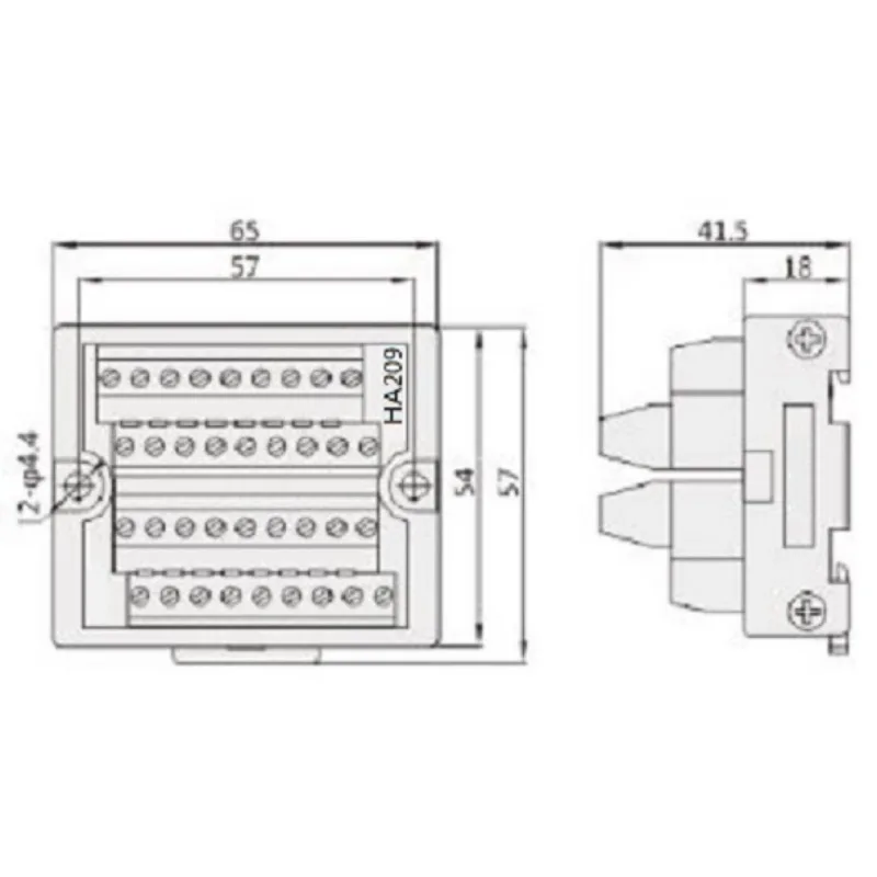 PLC Wiring Terminal Block 18 Way One-to-one Connection Universal Wiring Module Multi in Multi Out Splitter HA209