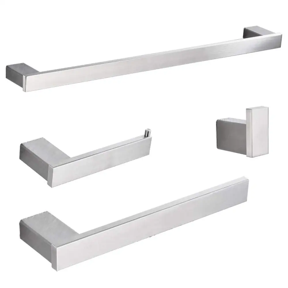 

Набор аксессуаров для ванной комнаты из матового никеля: крючок для халата, держатель для полотенец, полка, держатель для туалетной бумаги, настенный монтаж, 4 предмета, на заказ