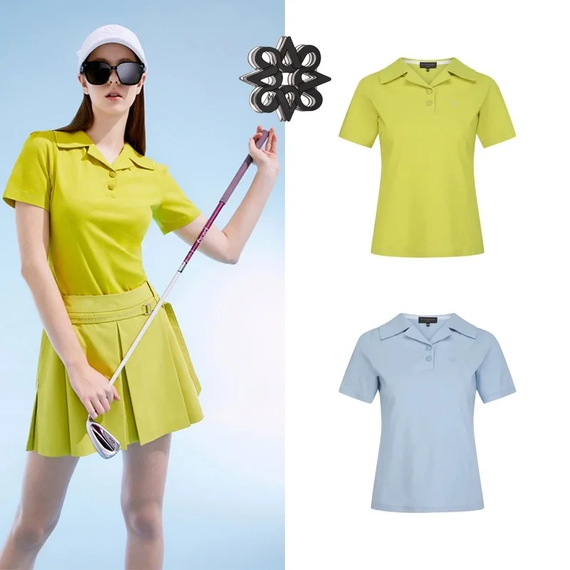 ST ANDREWS pakaian Golf wanita, baju Polo kerah lengan pendek nyaman untuk olahraga 2024