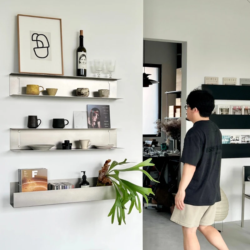 

Shelf Storage Minimalist And Variable Combination Stainless Steel Wall Rack