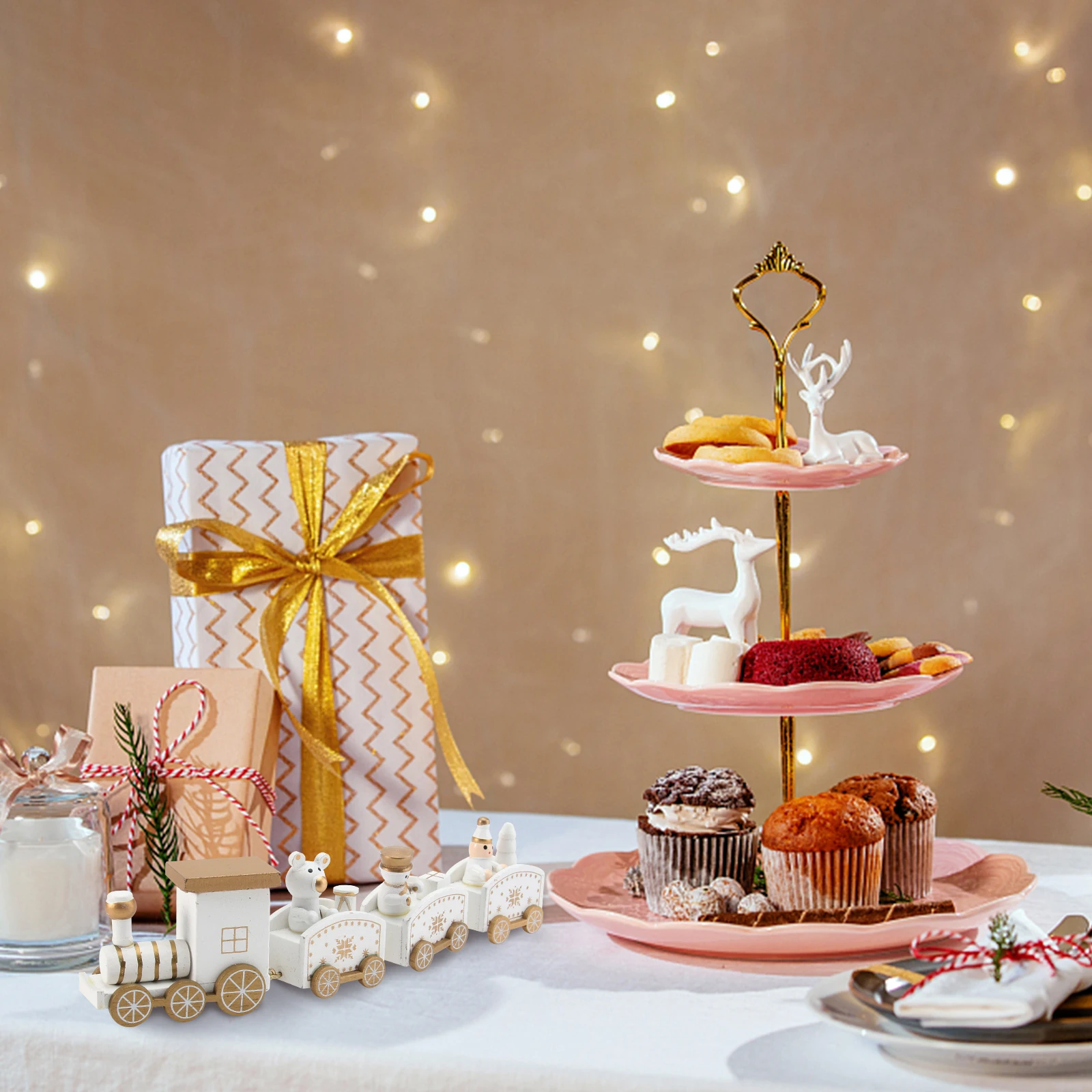 

1Pcs Safe Wooden Train Cake Adornment Lovely Design Baking Dessert Party Decor Cake Decoration Wood Ornament