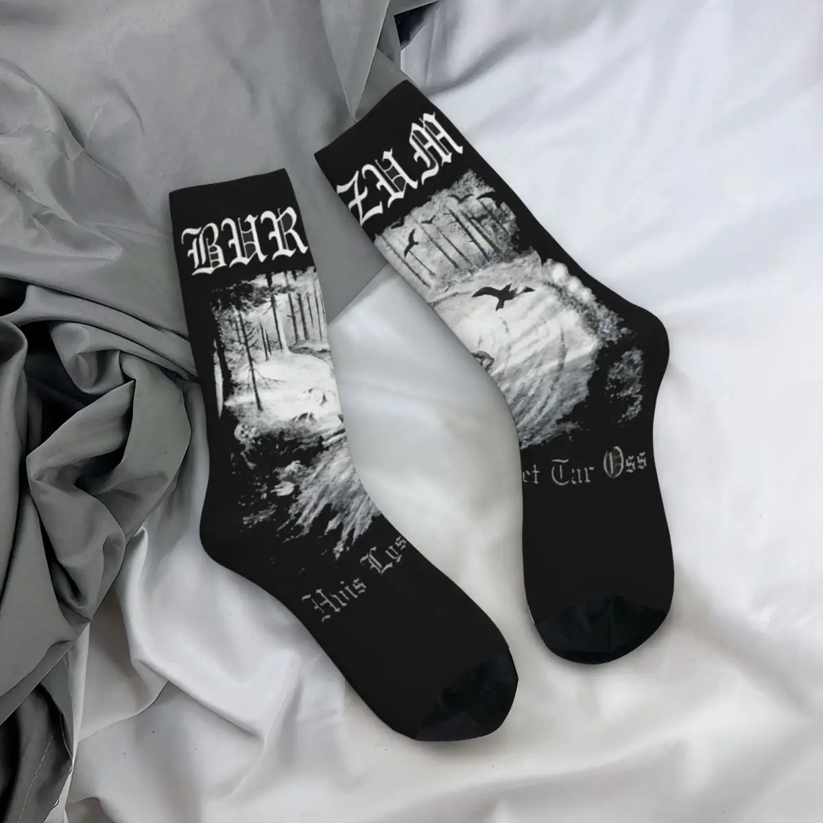 Calcetines divertidos felices para hombre y mujer, medias con estampado de banda Burzum, novedad, primavera, verano, Otoño e Invierno