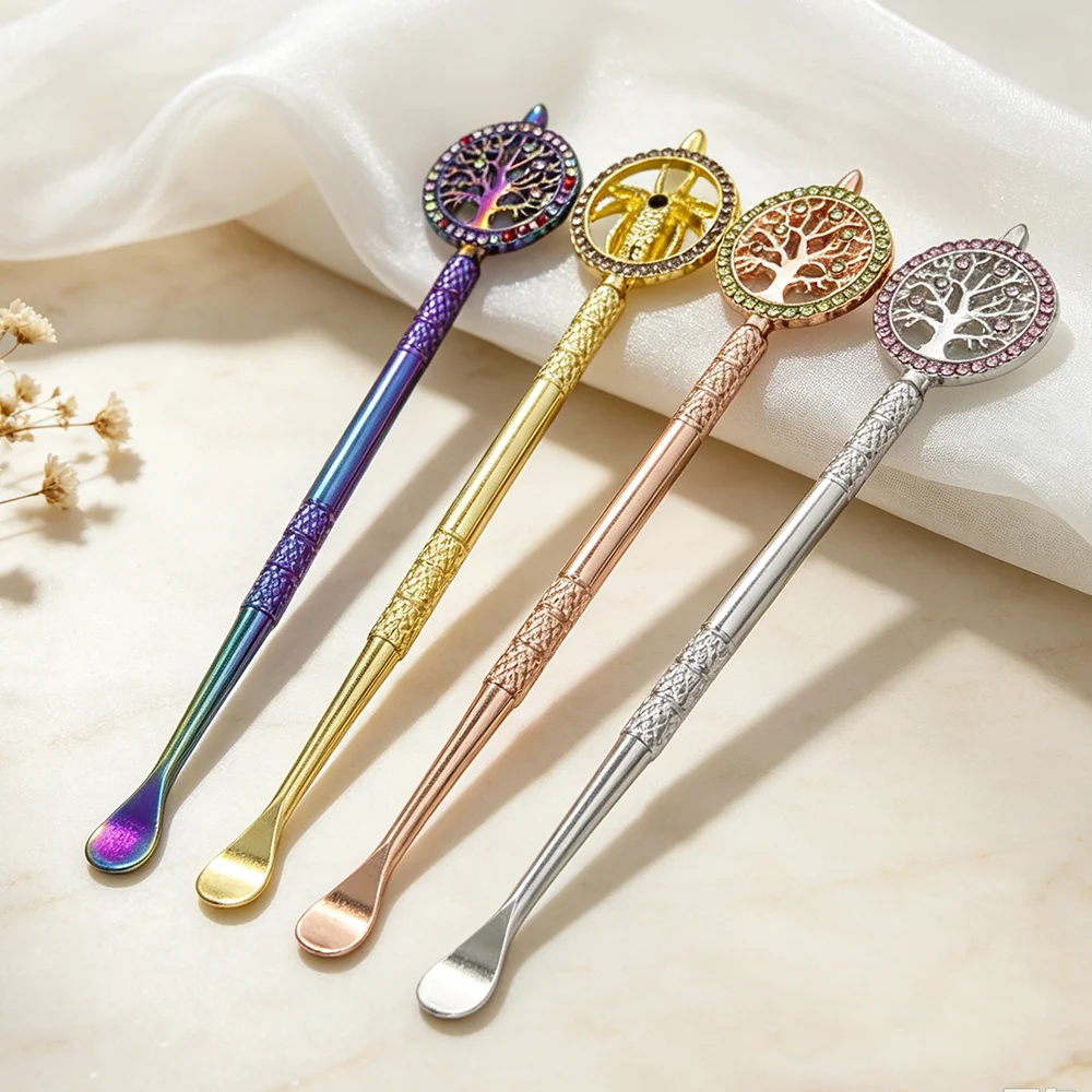 Metal Mini Shovel Scoop Life Tree 11.8cm Portable Spoon Kitchen Baking Smoking Tool view 2