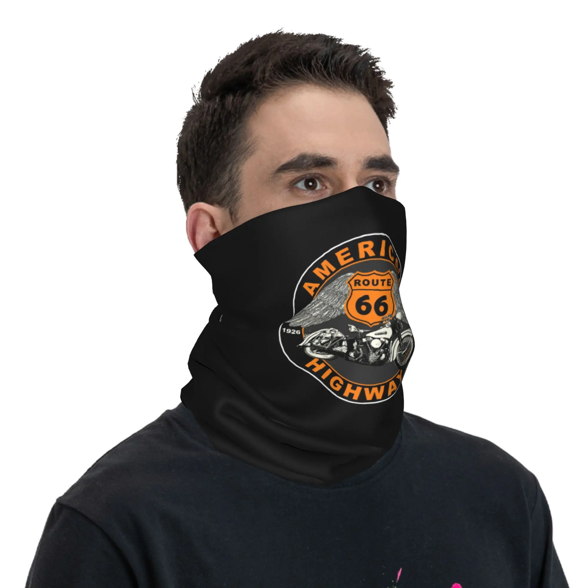 

Route 66 Americas Highway Bandana Neck Cover Printed Magic Scarf Warm Face Mask Hiking Fishing Unisex Adult Breathable