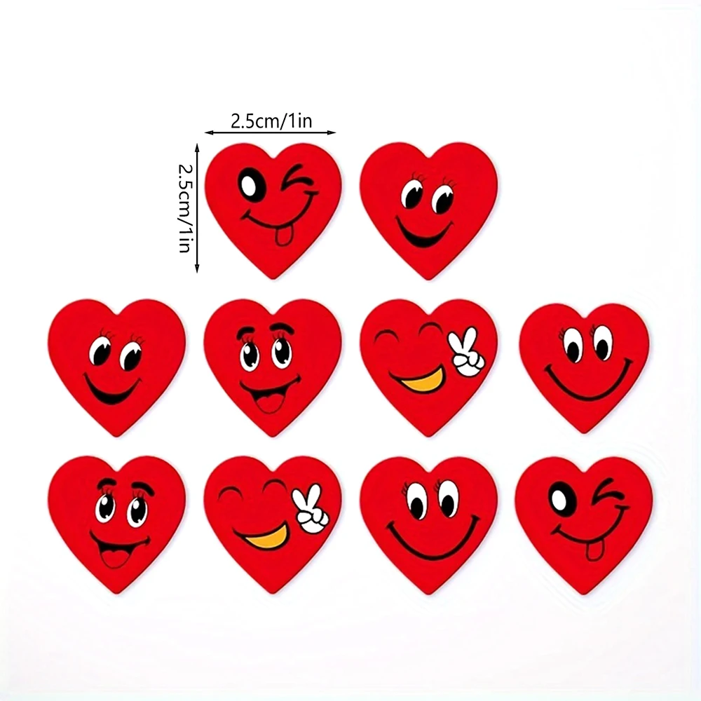 500pcs/Roll Heart-shaped Heart Emoji Smiley Face Sticker Adhesive Sticker Gift Packaging Sticker