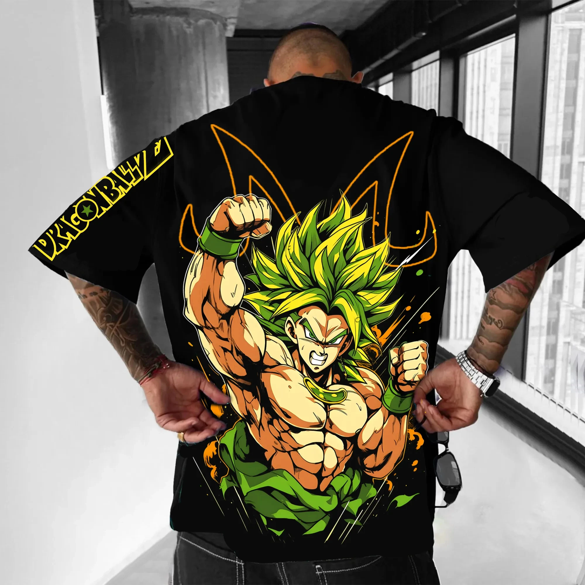 Dragon Ball animación impresión periférica algodón manga corta 2025 americano hombres y mujeres verano suelta cuello redondo Camiseta