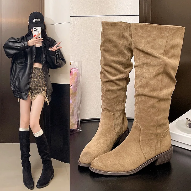 

Autumn Winter Luxury Long Boots Pointed Toe Square Toe Women Fashion Boots High Quality High Heels Female Sexy boot