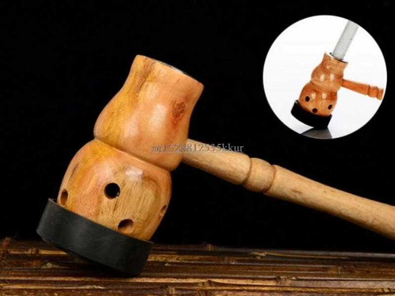 Wooden navel  therapy gourd box of portable  with moxa leaf  apparatus of gynecolog