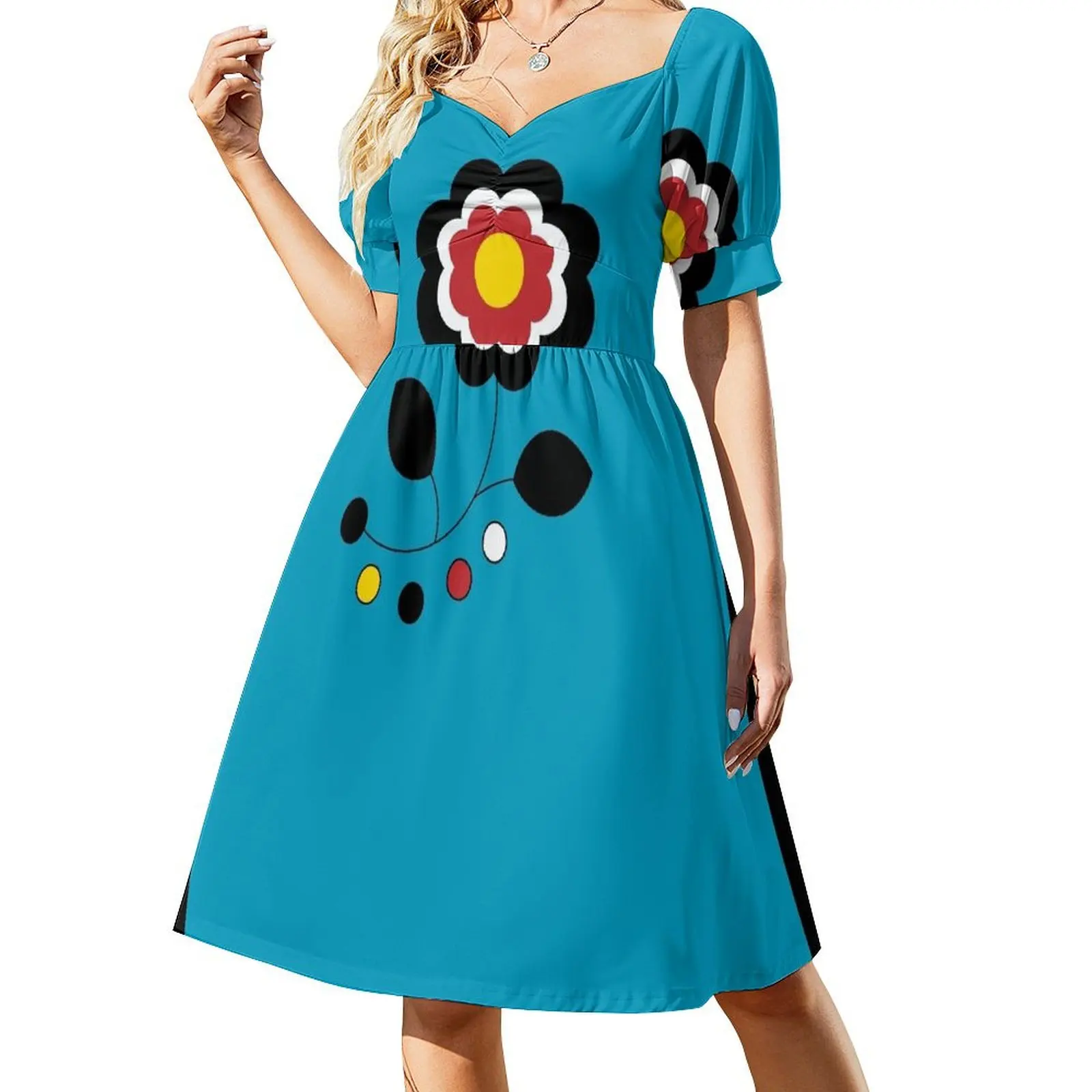 

Ojibwe Four Directions Flower Beadwork Indigenous WAWEZHI CANADA Short-Sleeved Dress evening dress woman evening dresses ladies