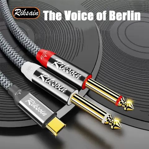 USB Typ-C till dubbel 6,35 mm-jack 1/4 10 best sales USB till ljuduttag - №7