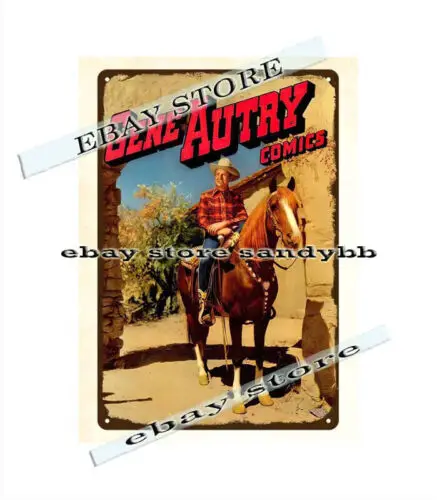 Dekorative Wohndekoration 1948, Gene Autry Comics, Cowboy-Pferd, Metall-Blechschild, Aluminium