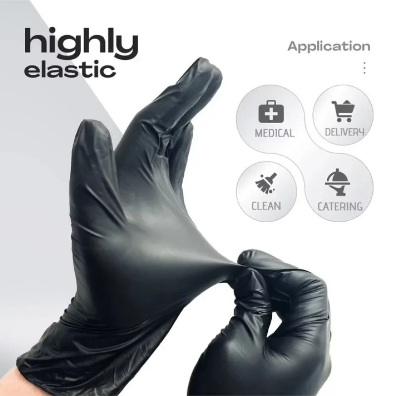 10-400pcs Disposable Rubber Glove Black Latex Free PVC Gloves Household Kitchen Cleaning Gloves for Cooking Tattoo Hair Dye
