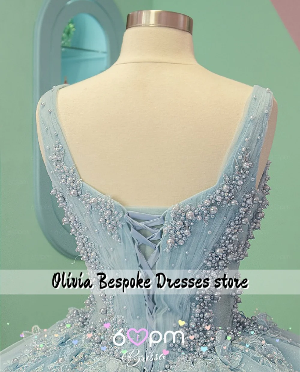 블루 15세 킨세아녜라 드레스 2026 비즈 레이스 아플리케 볼 가운 생일 파티 드레스 맞춤 제작