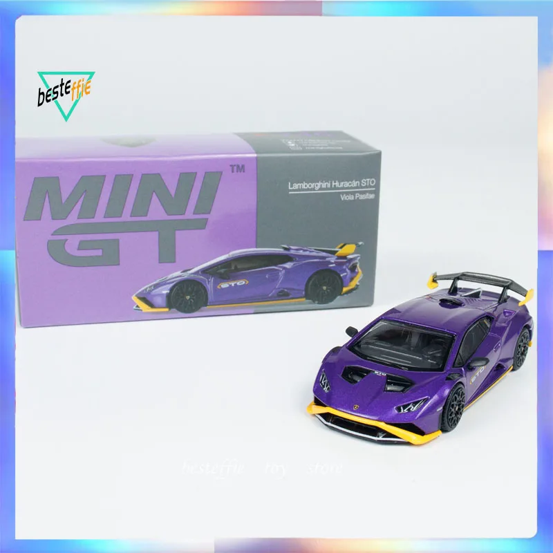 Model mobil Mini Gt 1/64 anak laki-laki, Model koleksi mobil Lamborghini Aloi Huracan Sto mainan Natal teman