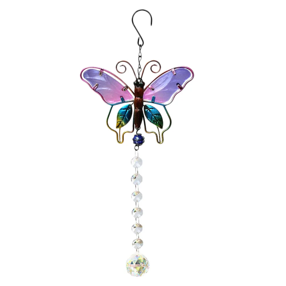 Colorful Butterfly Crystal Sun Catcher Hanging Ornament For Home Window Decor Pull Chain Extender Rainbow