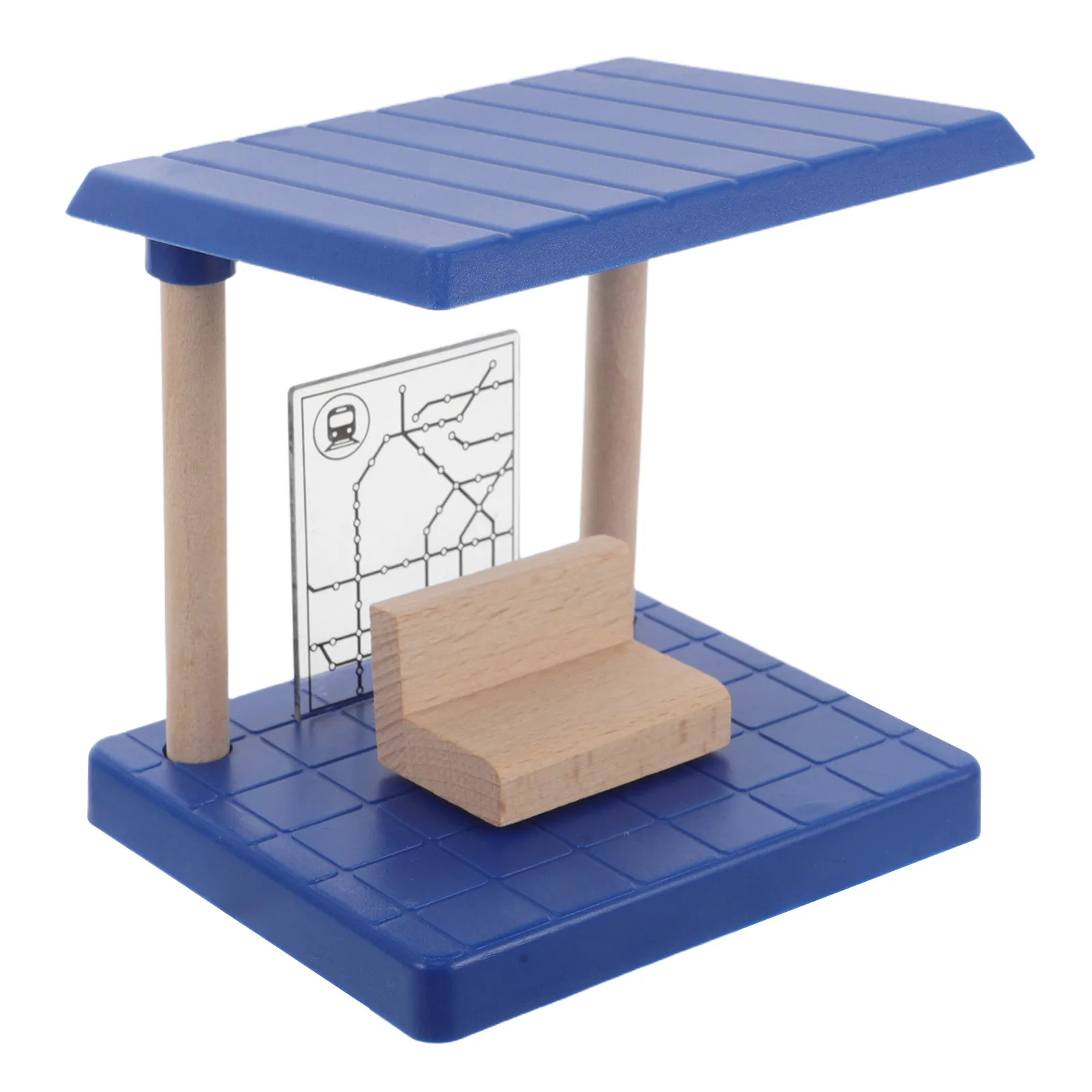 

Wooden Train Station Platform Railway Building Layout Accessories for Children Imaginative Play Spatial Awareness Skills