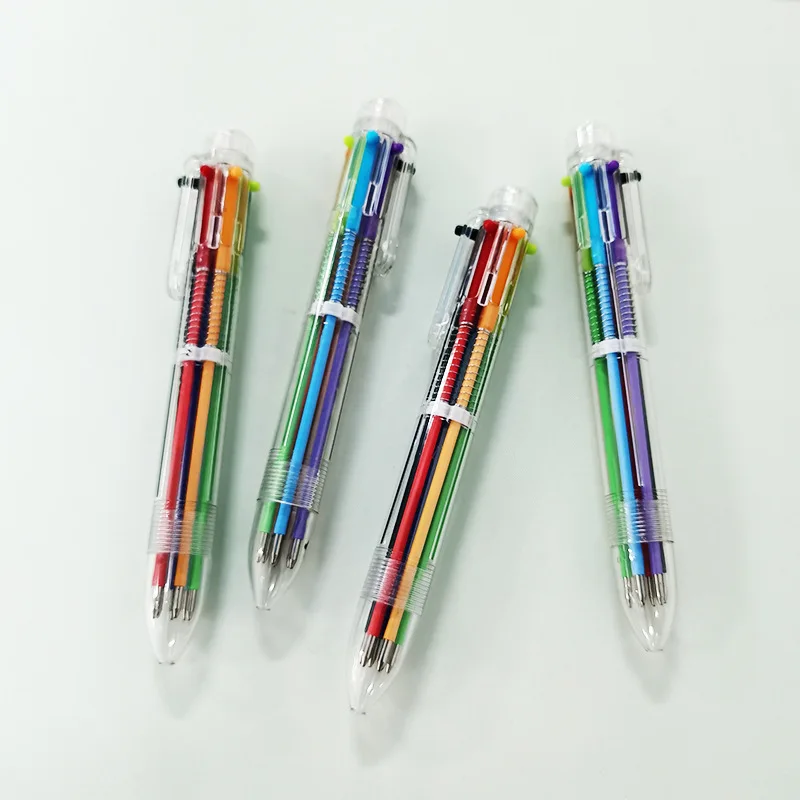 4pcs Creative Cute Cartoon Multi-Color Ballpoint Pen 6-in-1 Color Personalized Oil Pen, Student Stationery