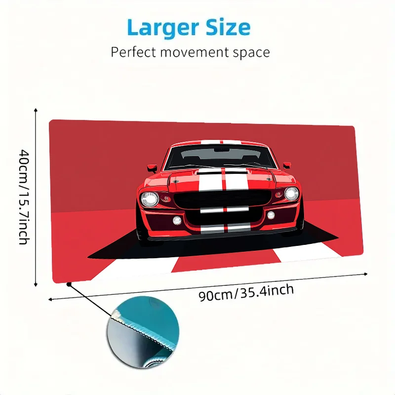 Red Sports Car Mouse Pad 900x400MM Gamer for PC Office Laptop Gaming Durable Desk Pad Large Non-Slip Desk Mat Desk Accessories