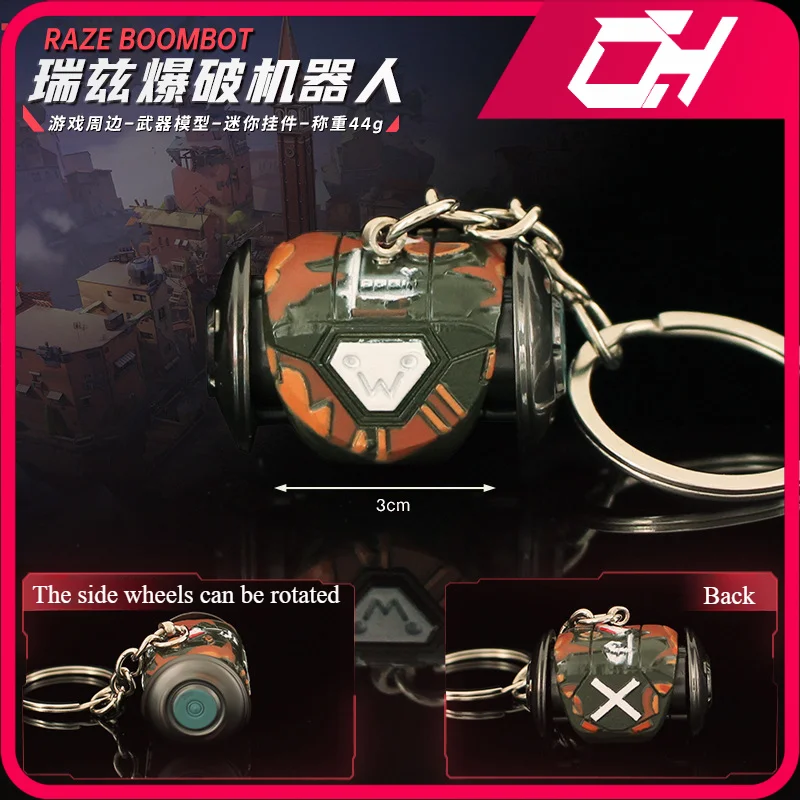 

Valorant Figure Raze Boombot Weapon Model 3cm Game Peripheral Metal Accessories Keychains Ornaments Crafts Gifts Toys for Boys