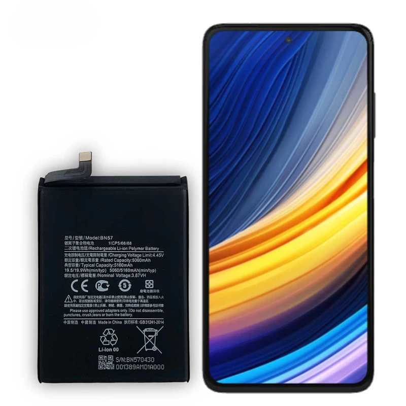 5160mAh BN57 Phone Battery for XIAOMI POCO X3 NFC / POCO X3 PRO High Quality Replacement Built-in Bateria