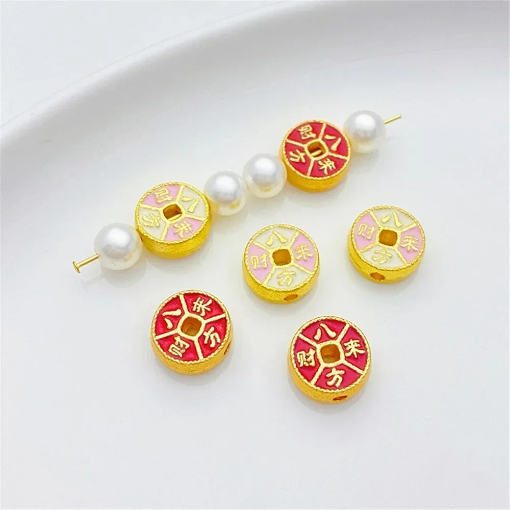 

Sand Gold Dripping Oil Copper Coin Partition Beads Loose Beads Handmade DIY Bracelet Necklace Jewelry Material Accessories