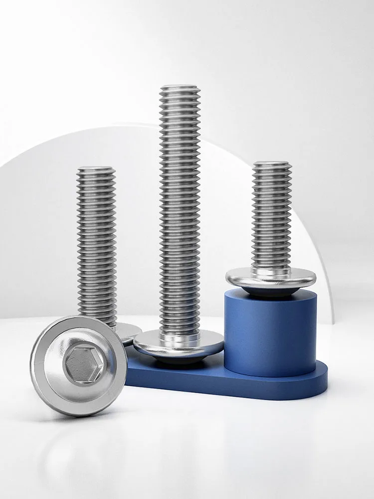 304 Stainless Steel Flange Button Head Allen Screws With Built-In Washer M2 M3 M4 M5 M6 M8 Hex Socket Half Round Flange Bolts