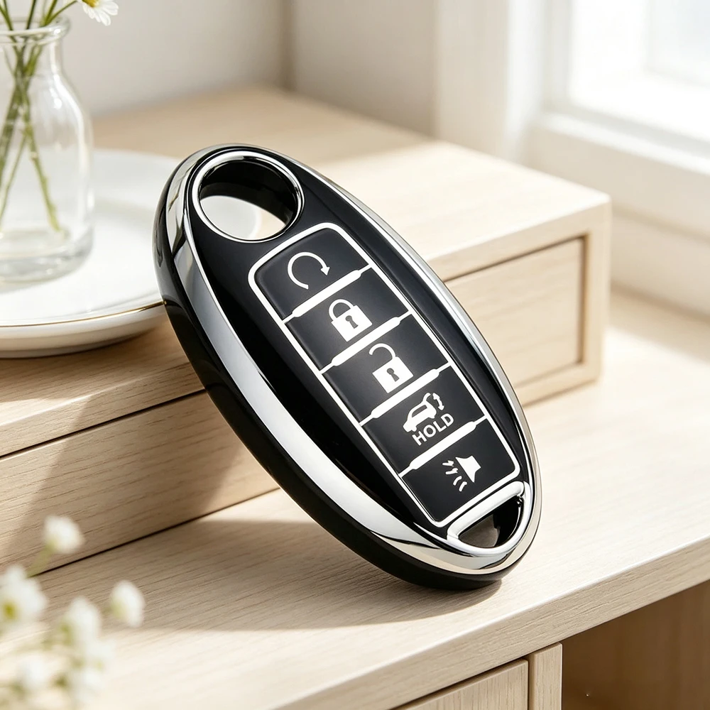 5 Buttons TPU Car Key Fob Case Shell for Nissan ALTIMA MAXIMA Sunny Rogue Teana Sentra Versa Murano Protector Keychain