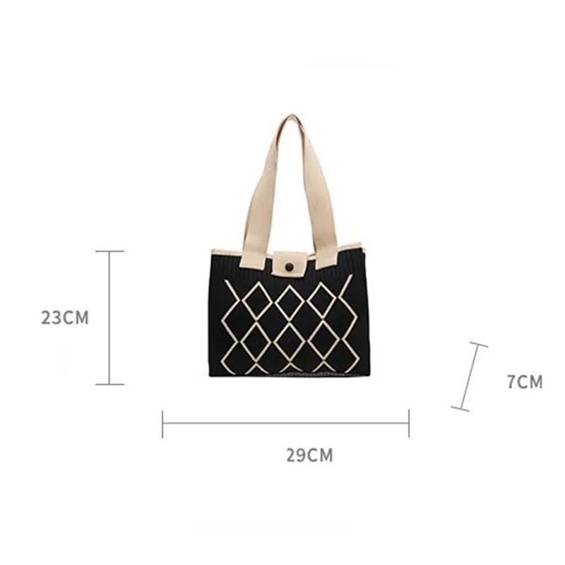 Neue Modische Schultertasche mit Großer Kapazität für Damen, Vielseitige Handtasche, Gestrickte Häkel-Schultertasche – Detail 15